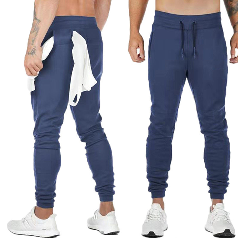 Men's Slim Fit Trousers Tracksuit Jogger Skinny Track Pants-Navy