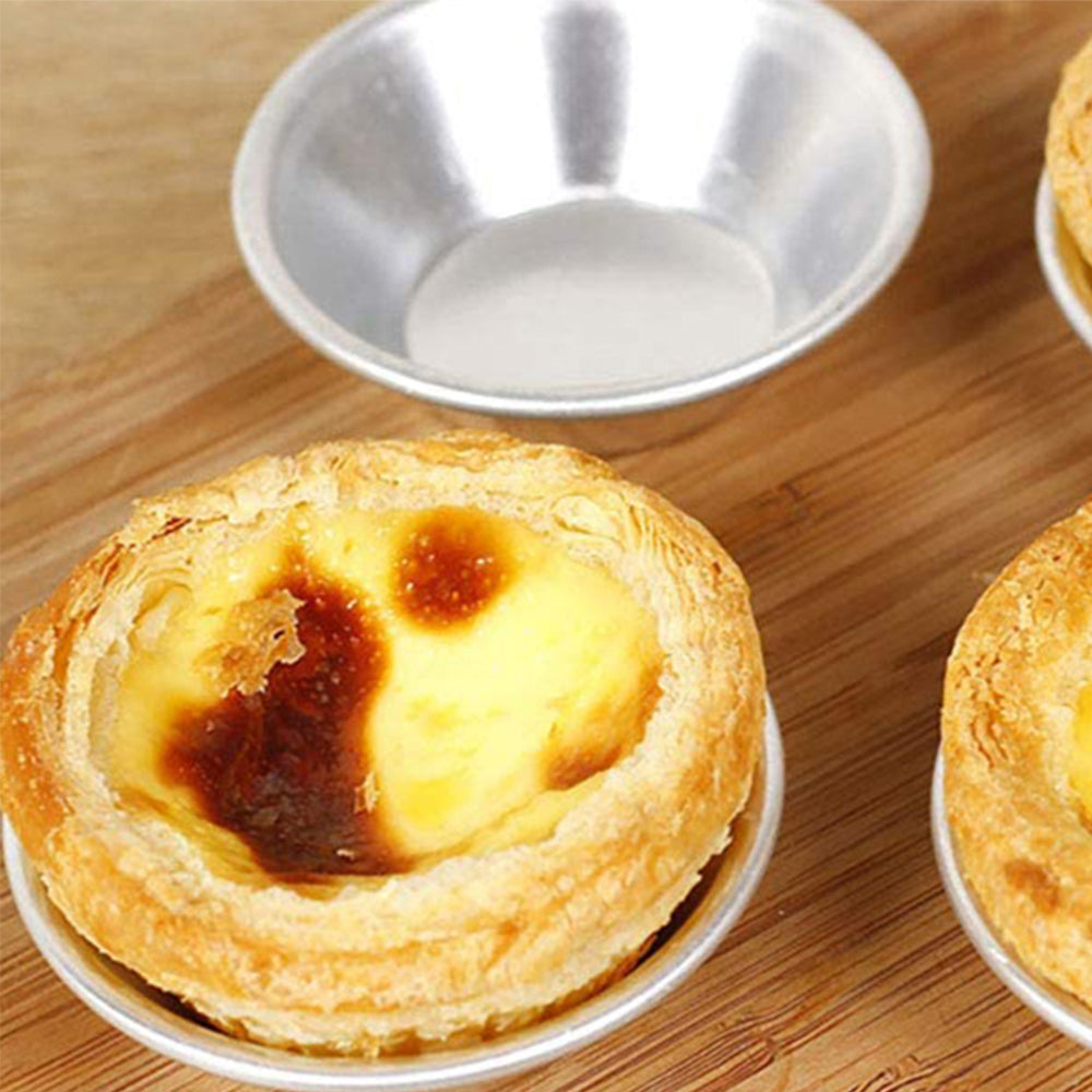 20-Pack Reusable Non-Stick Egg Tart Mold=-Round