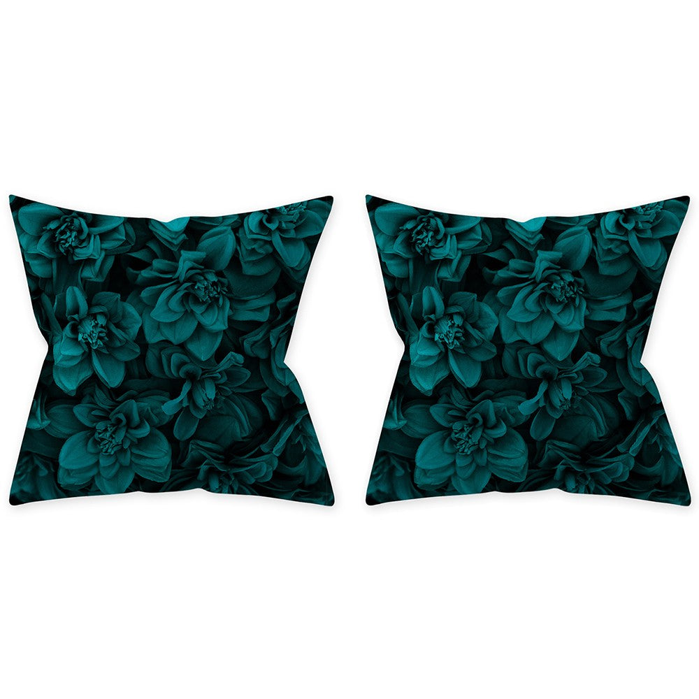 2-Pack Aqua Turquoise Blue Cushion Cover-Leaves