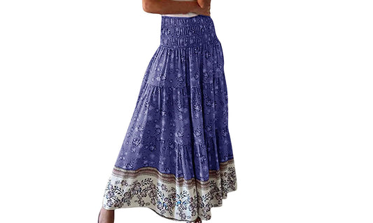 Women High Waist Floral Maxi Skirt
