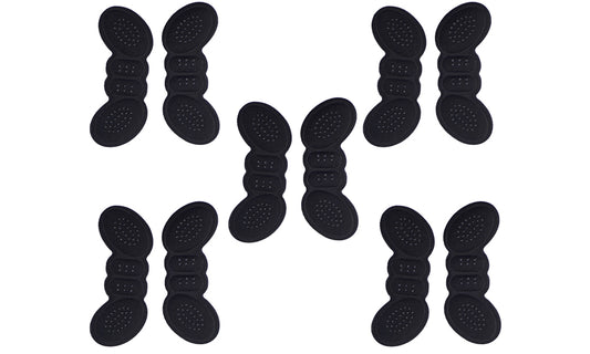 5-Pairs Self-Adhesive Heel Grips with Anti-Slip Dots Black