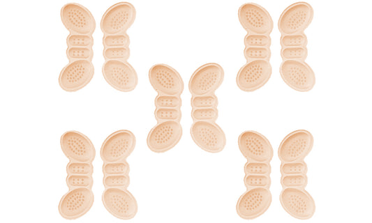 5-Pairs Self-Adhesive Heel Grips with Anti-Slip Dots Nude