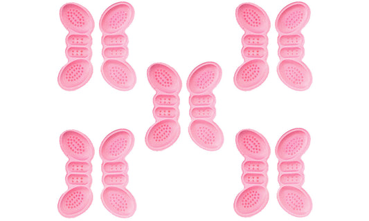 5-Pairs Self-Adhesive Heel Grips with Anti-Slip Dots Pink