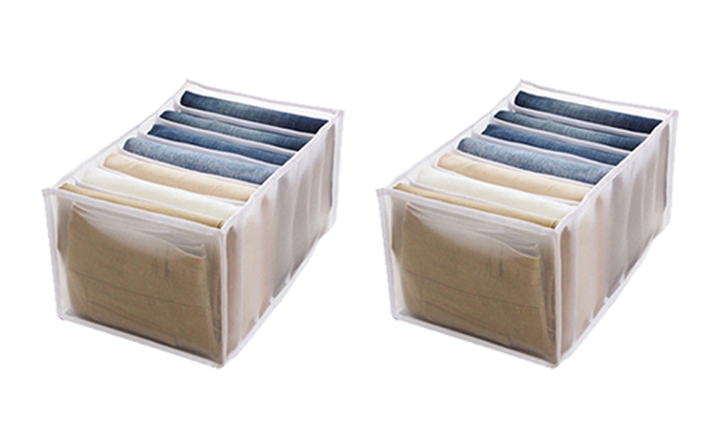 2-Pack Clothing Organizer Wardrobe Clothes Organizer for Drawers 7 Grids