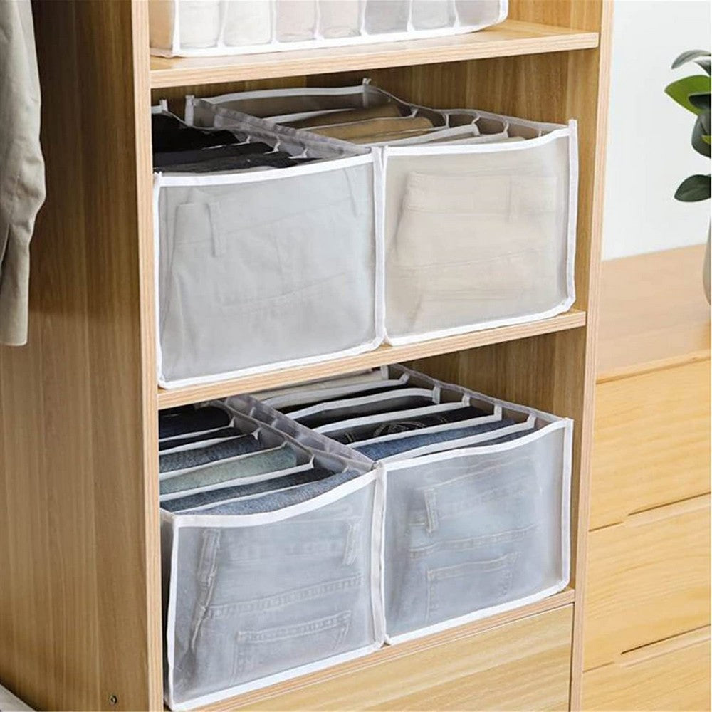 7-Grids Pants Drawer Organizer Divider Mesh Storage Bag Pants Drawer Organizer