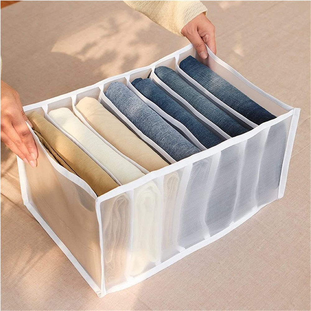 7-Grids Pants Drawer Organizer Divider Mesh Storage Bag Pants Drawer Organizer