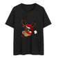 Women Christmas Printed Short Sleeve Tops Round Neck Xmas Tee Tops