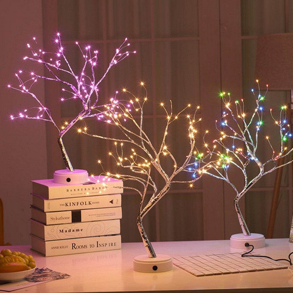 LED Tree Light Lamp Table Top USB and Battery Operated Night Light for Home