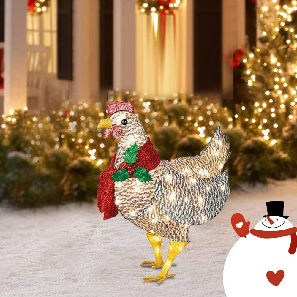 Christmas Decor Light-Up Chicken Lantern