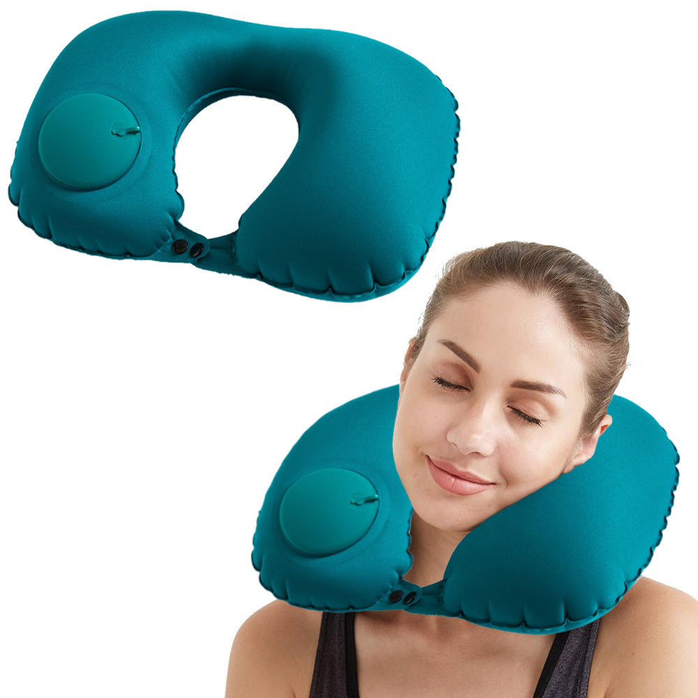 Portable Push-type Inflatable U-Shaped Travel Neck Pillow Car Headrest Cushion