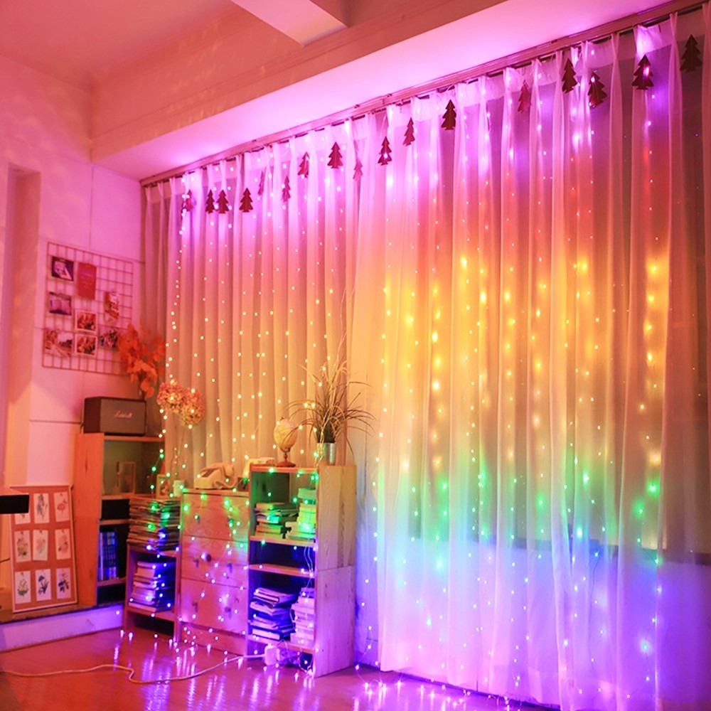 3M Remote Control Christmas Rainbow Fairy Curtain Lights