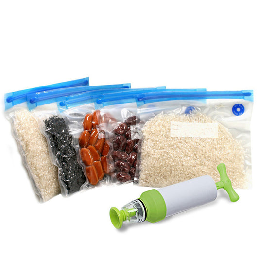 10-Pack Reusable Food Vacuum Sealer Bag with Manual Pump