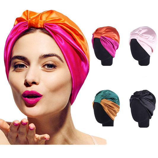 4-Pack Double-Layered Stain Silk Elastic Turban