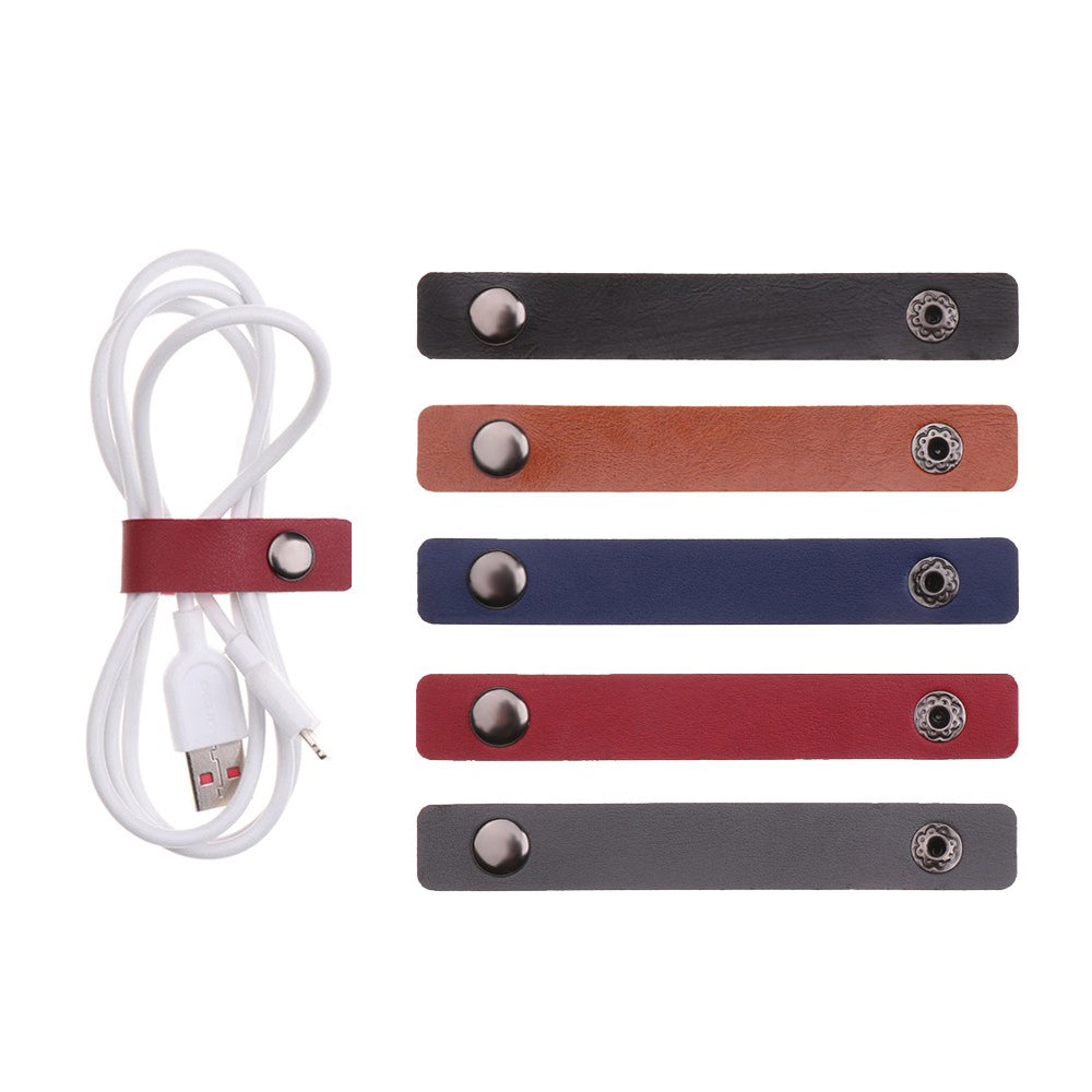 Leather Portable Wires Organizer Wrap Half Loop Straps