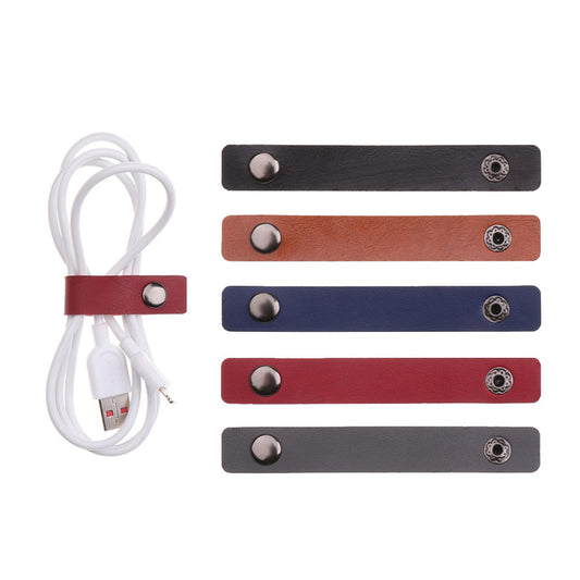 Leather Portable Wires Organizer Wrap Half Loop Straps