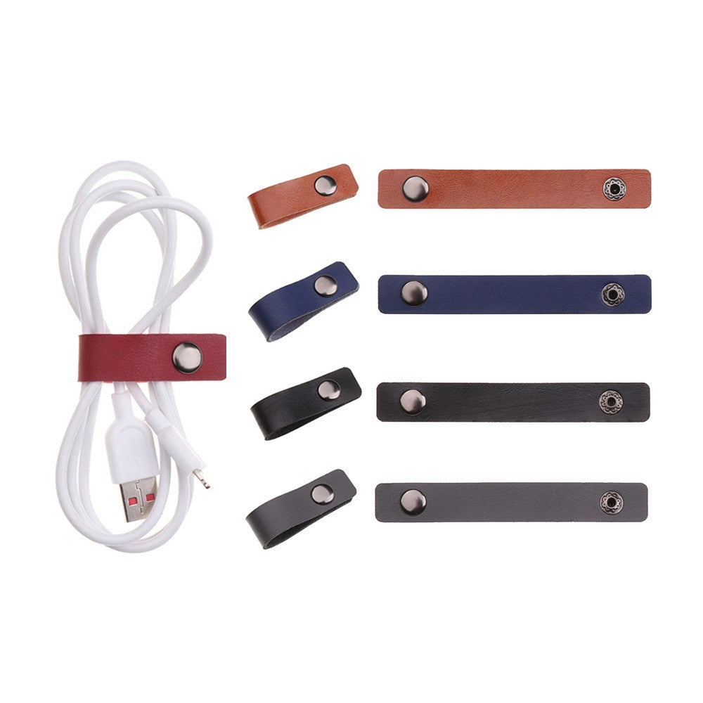 Leather Portable Wires Organizer Wrap Half Loop Straps