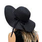 Foldable Straw Wide Brim Beach Hat Black