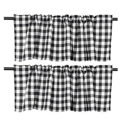 2Pcs 106 x 45cm Plaid Window Treatment Decor Curtains