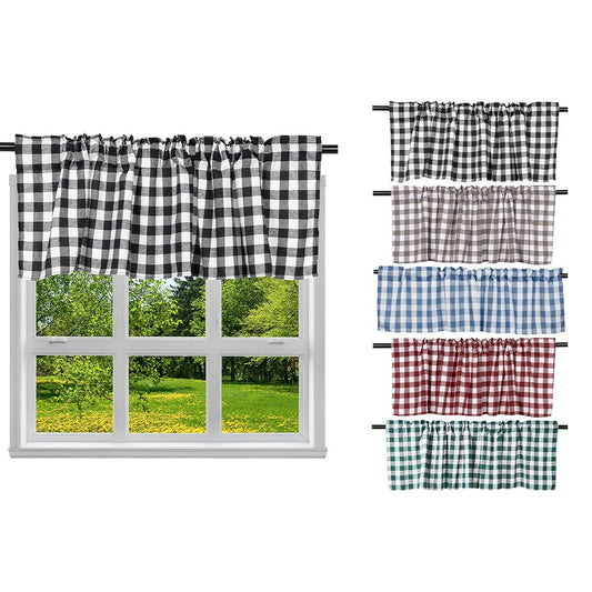 2Pcs 106 x 45cm Plaid Window Treatment Decor Curtains