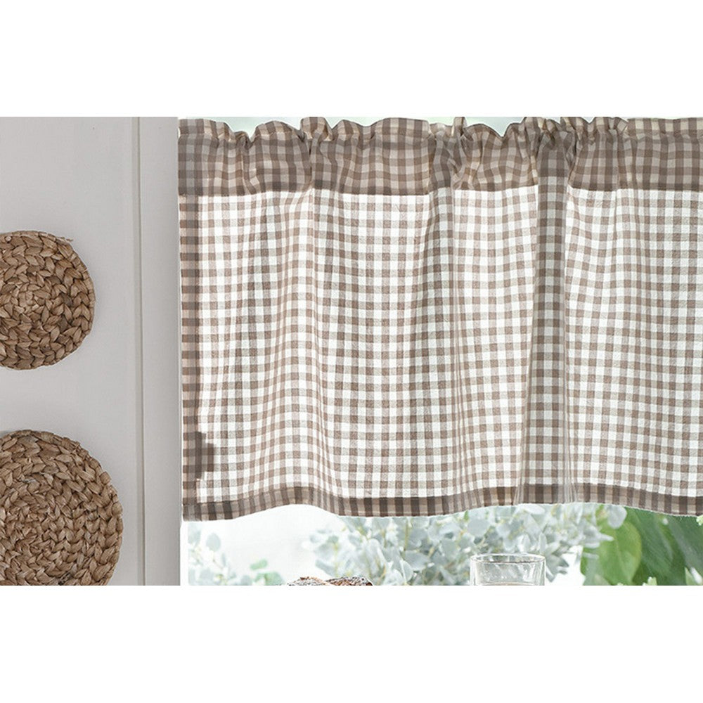 2Pcs 106 x 45cm Plaid Window Treatment Decor Curtains