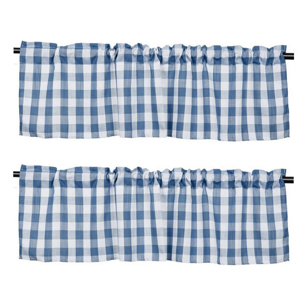 2Pcs 106 x 45cm Plaid Window Treatment Decor Curtains