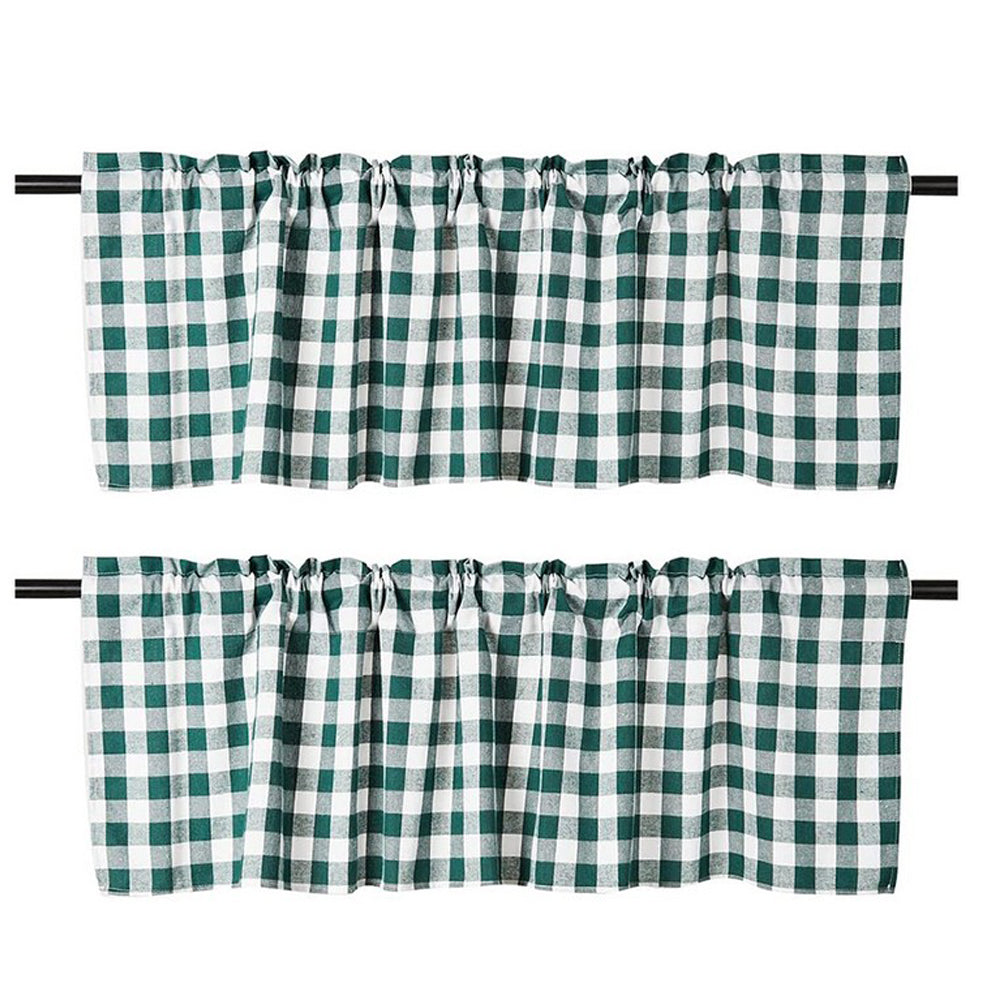 2Pcs 106 x 45cm Plaid Window Treatment Decor Curtains