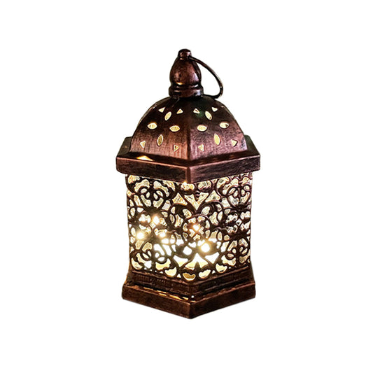 Hollow-Carved Metal Lantern Desk Lamp Home Decorative