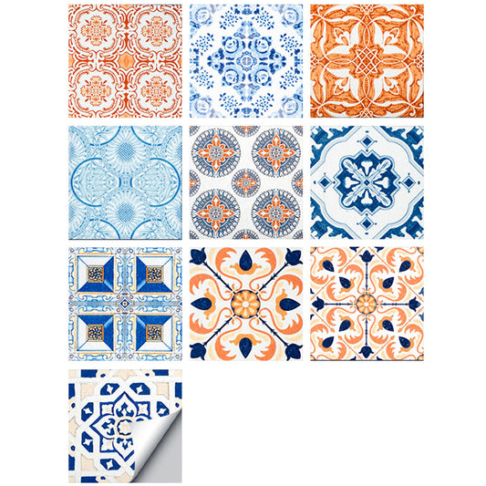 10pcs Reusable Tile Wall Stickers -Orange And Blue