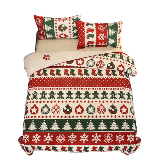 3pcs Christmas Santa Claus Elk Single Double Queen King Size Bedding Set-Gingerbread Man