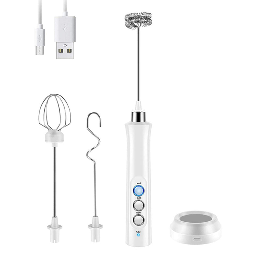 3 in 1 Handheld Electric Milk Frother with 3 Whisks