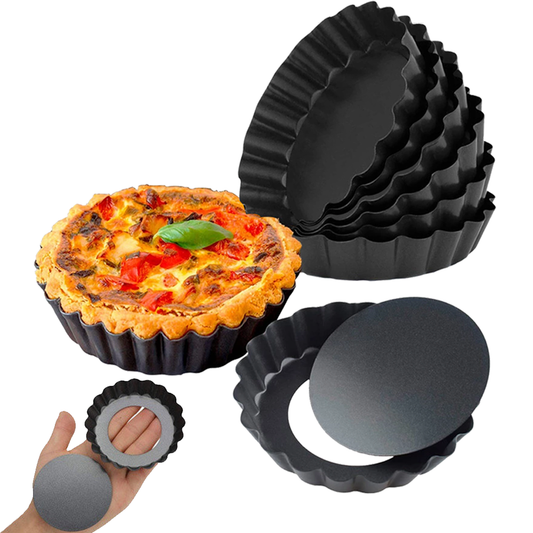 6Pcs Non-Stick Mini Tart Pan Cake Mold with Removable Bottom