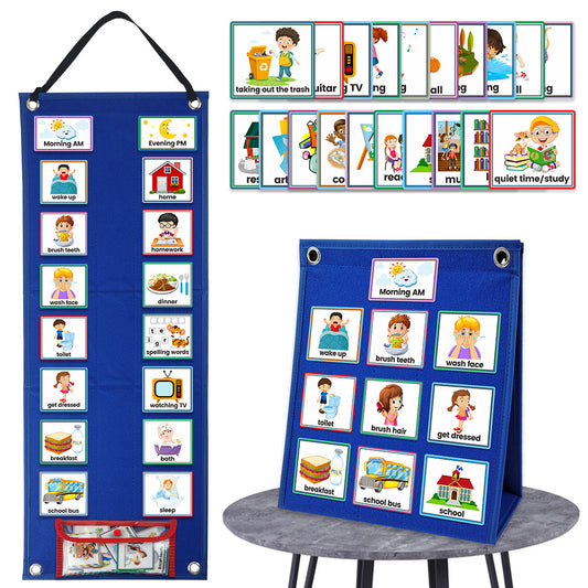 2-in-1 Kid Visual Behavioral Schedule Calendar Chart