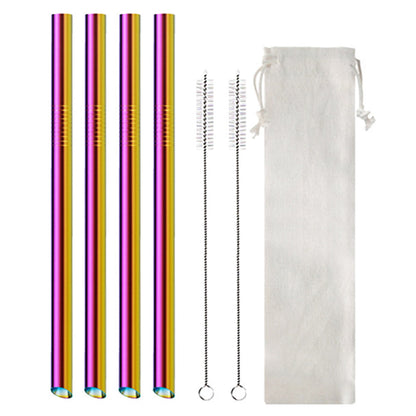 Set of 7Pcs BOBA Bubble Tea Straws Stainless Steel Wide Caliber Straws