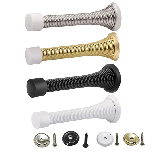 5Pcs 3-1/8inch Flexible Spring Door Stoppers with Rubber Bumper Tips