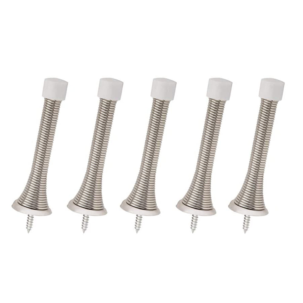 5Pcs 3-1/8inch Flexible Spring Door Stoppers with Rubber Bumper Tips