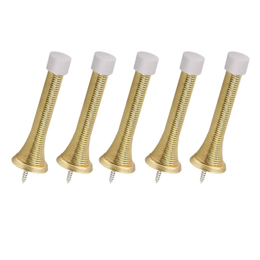 5Pcs 3-1/8inch Flexible Spring Door Stoppers with Rubber Bumper Tips