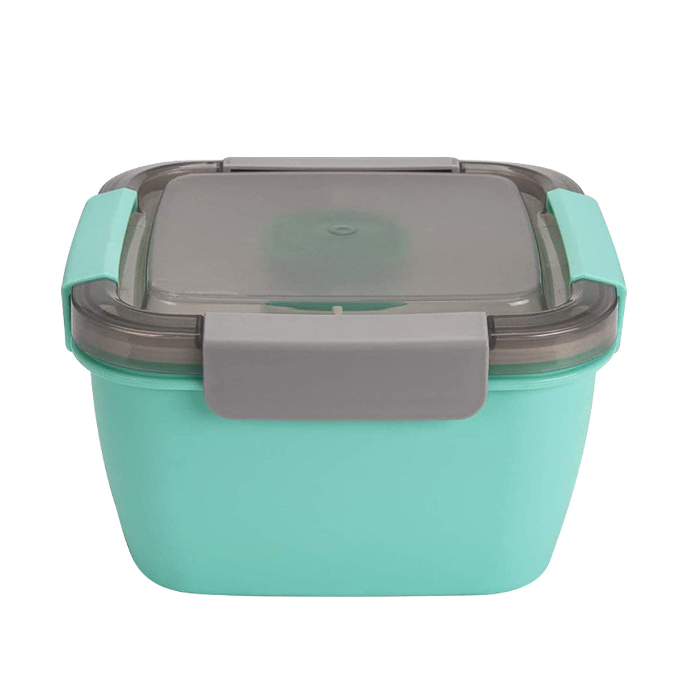 2 Layer Salad Lunch Container with Large Bowl 3-Compartment Tray A Sauce Container and A Reusable Fork