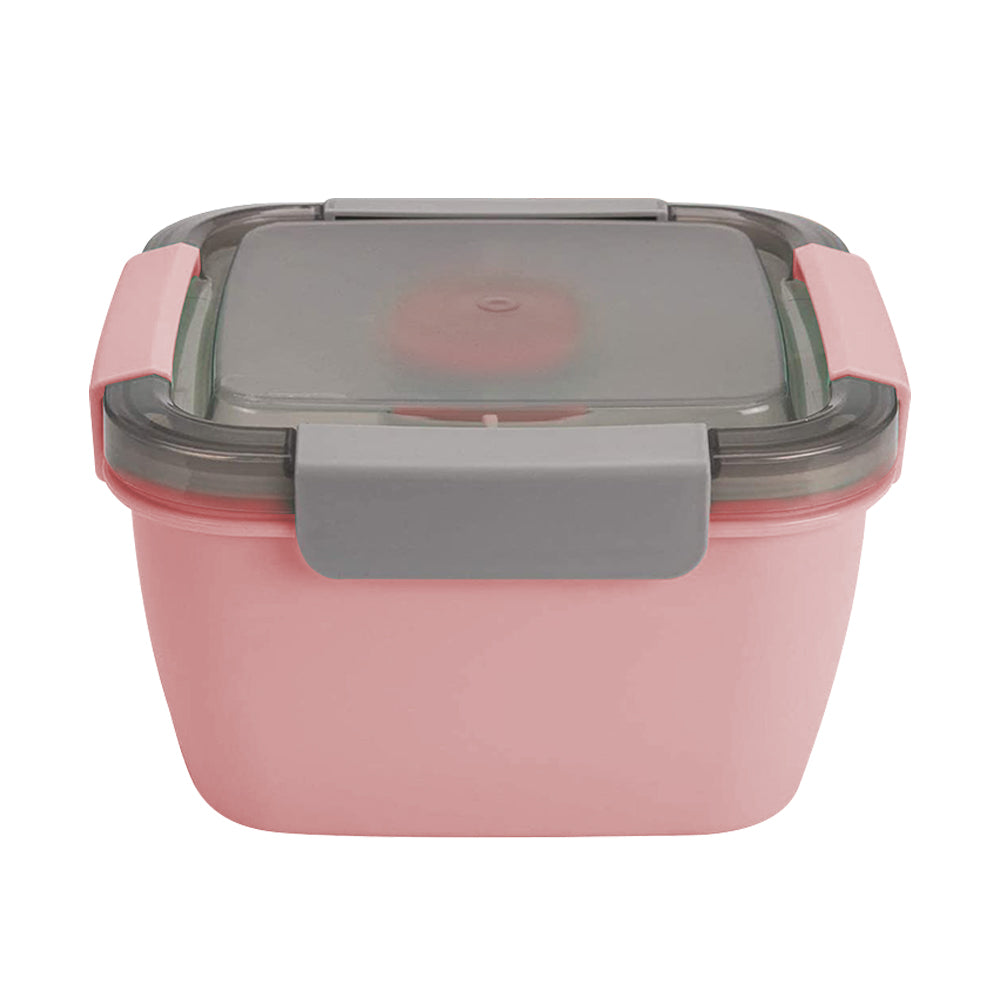 2 Layer Salad Lunch Container with Large Bowl 3-Compartment Tray A Sauce Container and A Reusable Fork