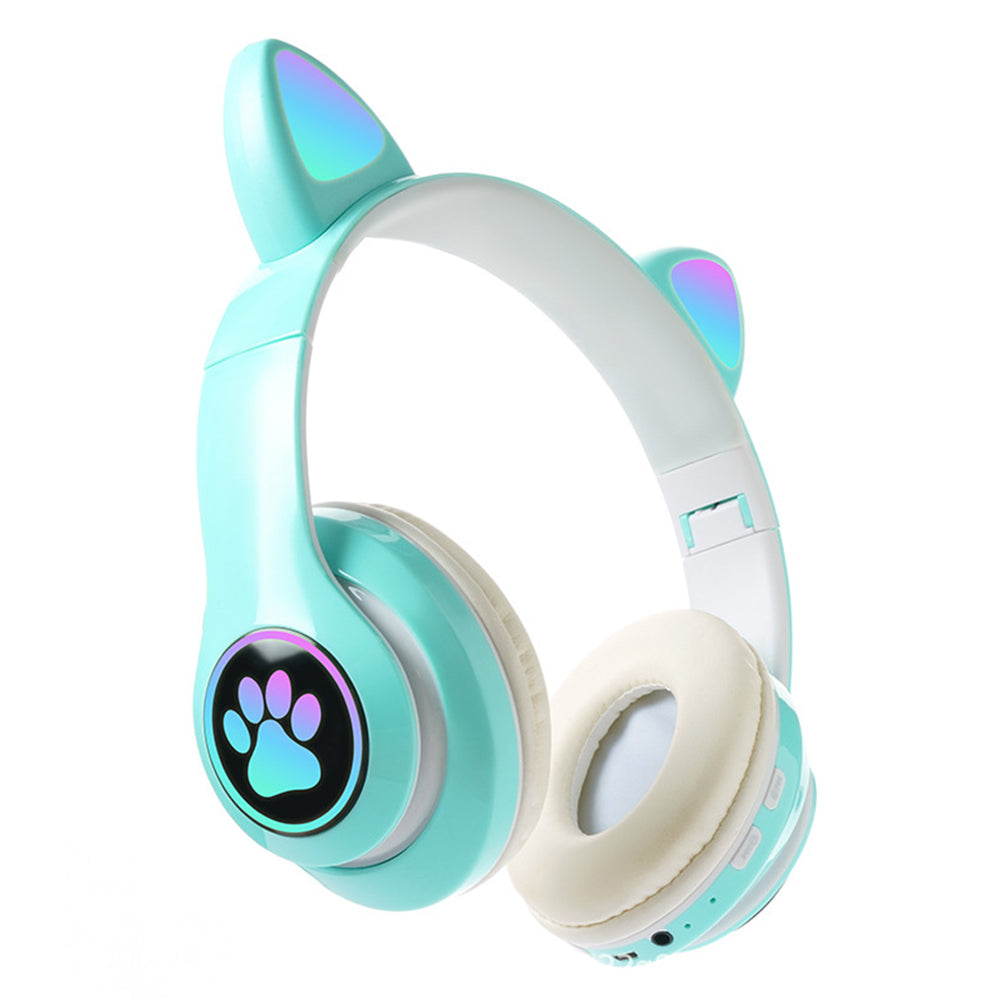 5.0 Bluetooth Wireless Headphones Cute Cat Ears LED Breathing Light Headphones