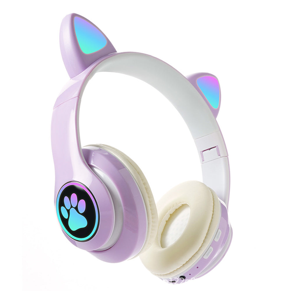 5.0 Bluetooth Wireless Headphones Cute Cat Ears LED Breathing Light Headphones