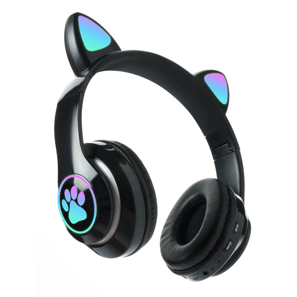 5.0 Bluetooth Wireless Headphones Cute Cat Ears LED Breathing Light Headphones