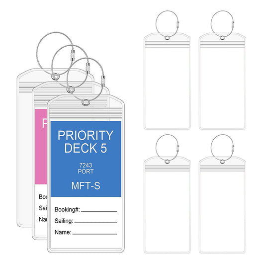 4Pcs Luggage Tags PVC Holders Portable Boarding Pass with Steel Loop