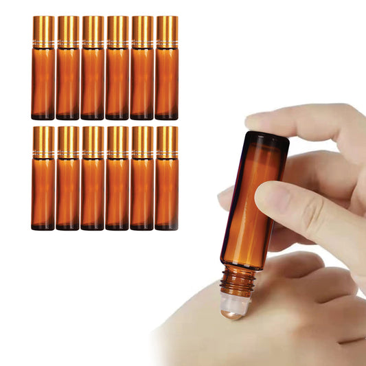 12Pcs 10ml Essential Oil Roller Bottles Roll-on Bottles Glass Bottles