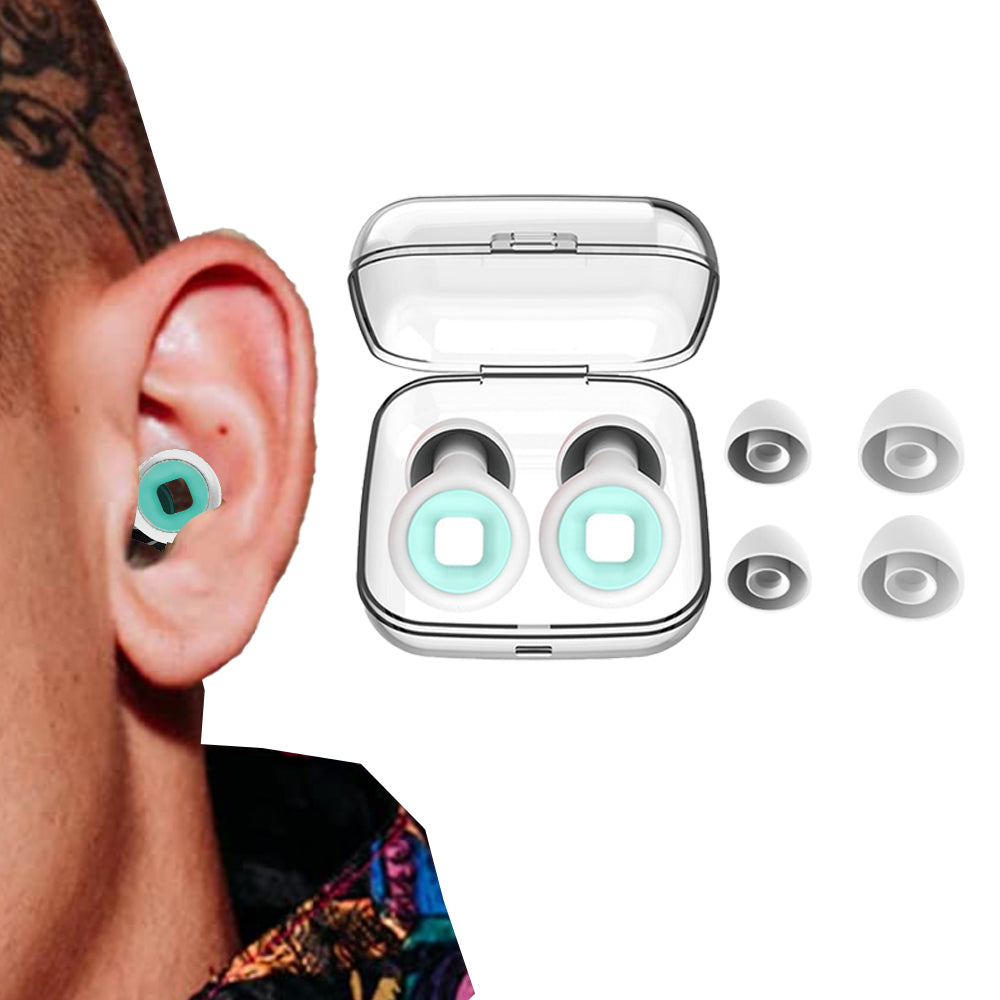 Pair of Reusable Hoop Noise Reduction Earplugs with Storage Box