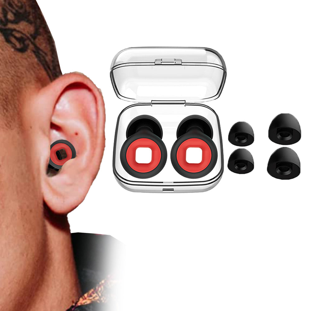 Pair of Reusable Hoop Noise Reduction Earplugs with Storage Box