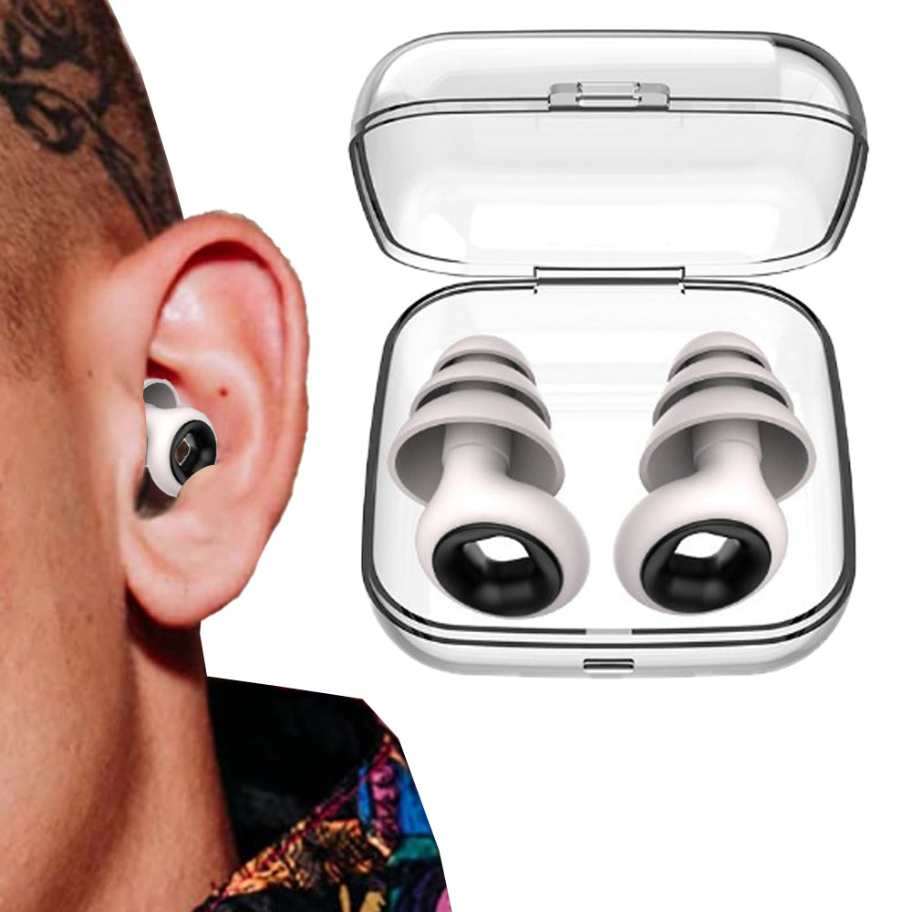 Pair of Reusable Hoop Noise Reduction Earplugs with Storage Box