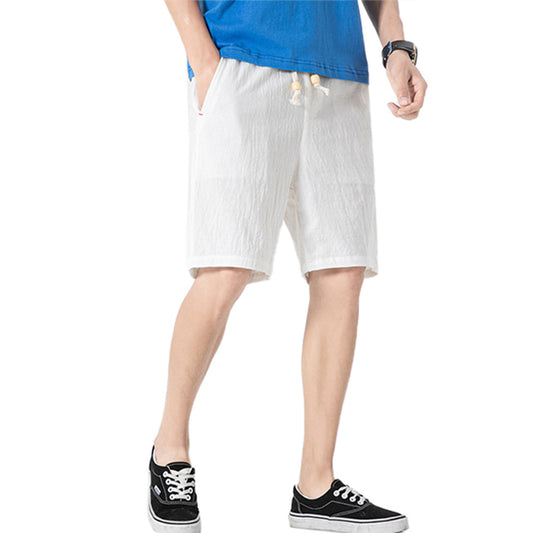 Men's Cotton Linen Bermuda White