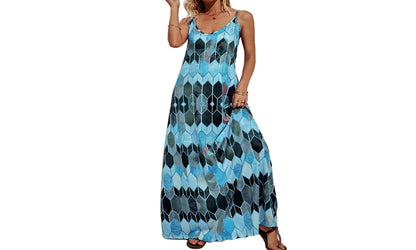 Spaghetti Straps Printed Maxi Dress