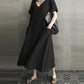 Cotton V-Neck Midi Dress