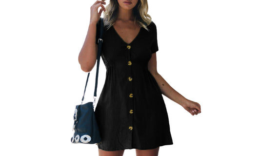 Lightweight Button Up Mini Dress